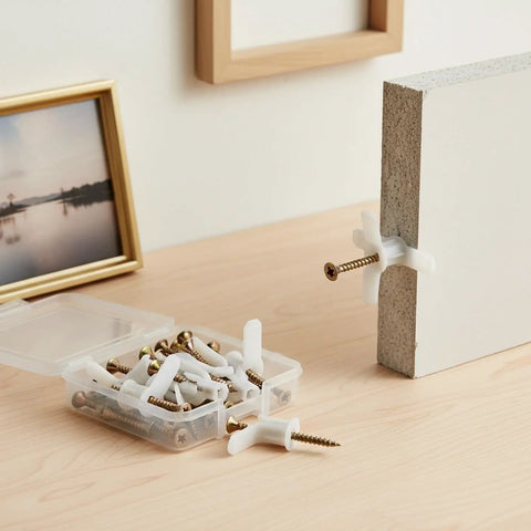 Heavy Duty Drywall Toggle Anchors With Screws Set For Hollow Walls Nylon Butterfly Wall Mount Kit For Shelves Mirrors And Frames White 50 Pack