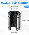 Open Type Linear Ball Bearings LM16UUOP 16mm Bore, 28mm Outer Diameter, 37mm Length, close-up view.