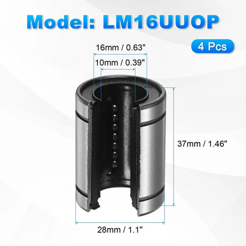 Open Type Linear Ball Bearings LM16UUOP 16mm Bore, 28mm Outer Diameter, 37mm Length, close-up view.