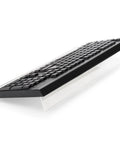 Two Pack Tilted Keyboard Stand In Clear Acrylic For Ergonomic Typing, angled view with keyboard, desk setup solution