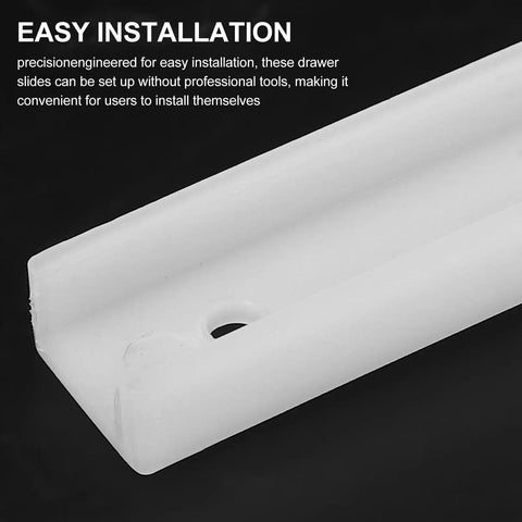 Close-up of Heavy Duty Ball Bearing Drawer Slides With Locking Mechanism, white material, designed for easy installation.