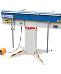 Front view of KAKA Industrial 48-inch magnetic box-and-pan sheet metal brake on stand with foot pedal control