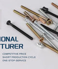Dark Bronze Hex Socket Head Cap Screw Set With Barrel Nuts And Allen Wrench For Crib Furniture Assembly shown together.