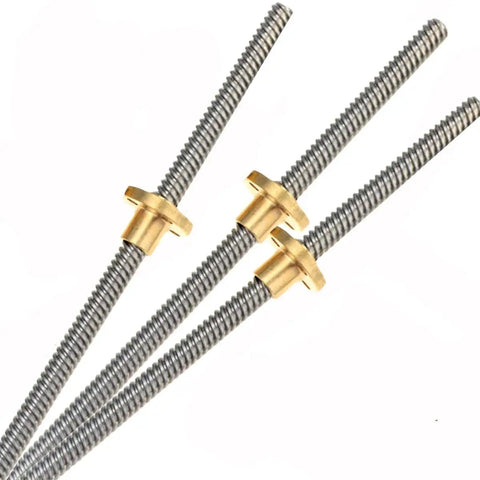 Stainless Steel T8 Lead Screw With Brass Nut For 3D Printers, 8Mm Diameter, 2Mm Pitch, 2Mm Lead, Threaded Screw Rod