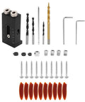 Pro-Grade Pocket Hole Jig Kit With Oblique Drilling Locator And Dual Woodworking Guides, Aluminum Alloy Pocket Jig components.