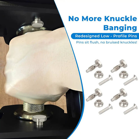 Dumbbell Upgrade Kit With Enhanced Spring Pins And Weight Adjustment Sliders For Fast Series Dumbbells, Low Profile Pins That Sit Flush And Stop Knuckle Banging, Stainless Steel, Rust Proof, 5 Minute No Tool Install - showing low-profile pin installation to prevent knuckle banging.