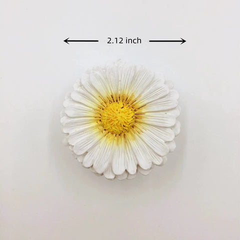 Daisy Design Vintage Resin Drawer Pulls And Cabinet Knobs Hand Painted White for Country Kitchen Cabinets, top view 2.12 inch