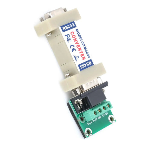 Top Shelf RS232 To RS485 Converter Adapter With Truly Passive Design For Heavy Duty Industrial Automation and Easy Data Interface Networking Supplies. Compact size with connectors.