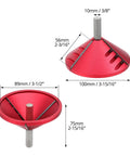 QWORK 2-in-1 PVC pipe deburring and chamfer tool, red aluminum body with square steel shaft, side and top views