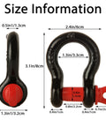 Eight Pack One Half Inch D Ring Shackles, Screw Pin Beefy Heavy Duty Gear For Towing And Off Road Recovery, Carbon Steel Chain Shackles Set size dimensions