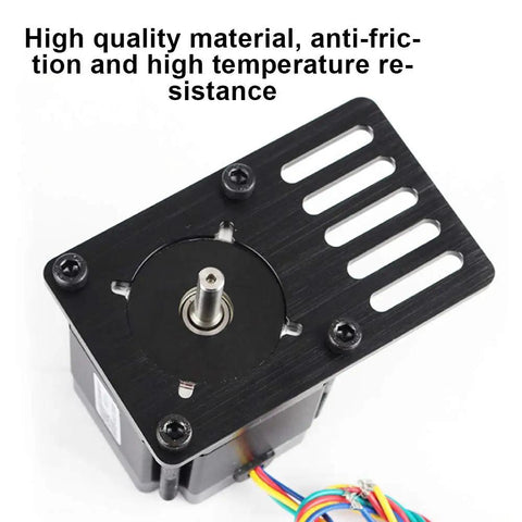 Top view of Beefy NEMA23 Stepper Motor Mount Plate for CNC and 3D Printers, aluminum bracket with slots, black, showing high-quality material.
