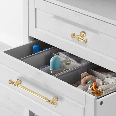 Drawer with Gold Kitchen Cabinet Handles 5 Inch Brushed Brass Cabinet Pulls 10 Pack 128mm For Kitchen Cabinets And Dresser Drawers