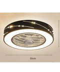 Sleek Minimalist Black Ceiling Fan With Three Speed Airflow And Three Color Dimming For Bedrooms And Offices, 50cm diameter.