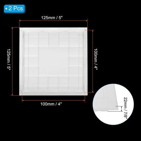 Solid Core 4x4 Inch Removable Hinged Access Panel, 2 Pack ABS Plastic Drywall Hole Cover dimensions 125x125mm crisp white