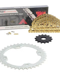 Beefed Up Drive Chain And Sprocket Kit For Honda TRX90 FourTrax TRX90X 1993 To 2019 Gold With 13T Front Sprocket And 50T Rear Sprocket 428x100 Chain Master Link Included Replacement in packaging