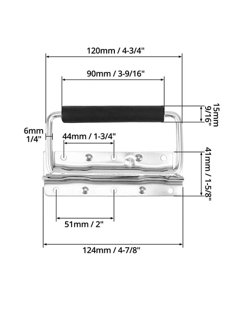 Heavy Duty Spring Loaded Pull Handles With PVC Grip For Tool Boxes And Cases 10 Pack Surface Mounted 110 Lb Load Per Unit dimensions