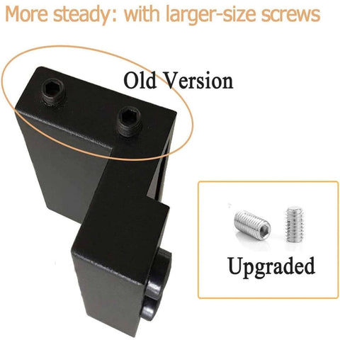 Comparison of old and upgraded 2 Pack Barn Door Stopper For Sliding Barn Door Flat Track Aluminium Alloy With Powder Coated Black Finish