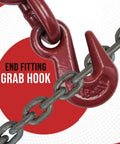 Four Pack Ratchet Chain Binders For 1/4 To 5/16 Inch G70 Chains with red end fitting grab hook