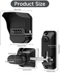 Product size dimensions of Smooth Operator OneHand PopUp Gate Latch With Secret Combo Lock, showing measurements for installation.