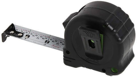16 Foot Pro Carpenter Reverse Measuring Tape with Easy Read Fractions, built-in pencil sharpener, rubber boot, and tough case.