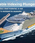 Heavy Duty M12 Retractable Indexing Plunger Pin 4 Pack Stainless Steel Spring Loaded Latch, shown with cruise ship background.