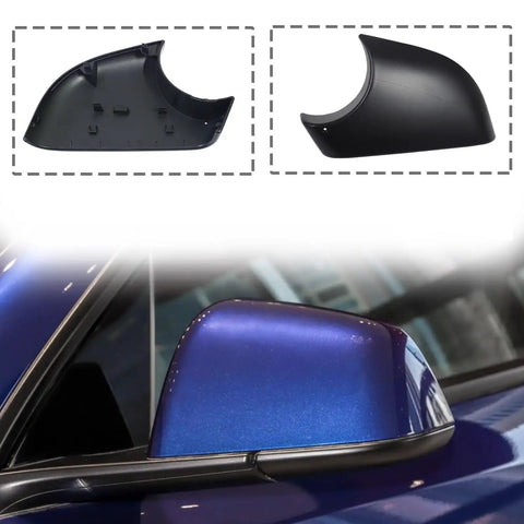 Slick Left Side Rearview Mirror Cover Cap Rugged Abs Build Nail Perfect Fit For Tesla Model Y 2020 2021 2022 2023 shown in unprimed ABS material.