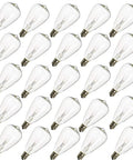25-pack of ST35 Edison Clear Bulbs 5W 120V Replacement For C7 E12 Screw Bases Indoor Outdoor Patio String Lights Lit Warm Glow