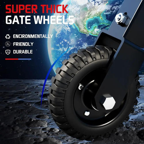 Close-up of 6 Inch Black Under Mount Gate Wheel For Farm Gates Prevent Dragging On Chain Link Fences Sliding Gates With 330 LB Capacity