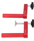 2 Pack Bench Dog Clamp For Woodworking, Heavy Duty Aluminum Alloy Hold Down Clamp With 19mm Hole, side view of red aluminum design