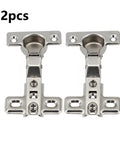 Box Of Two Inset Furniture Hinges Featuring Soft Close Hydraulic Damper For Kitchen Cabinet Doors, steel construction, close up view.
