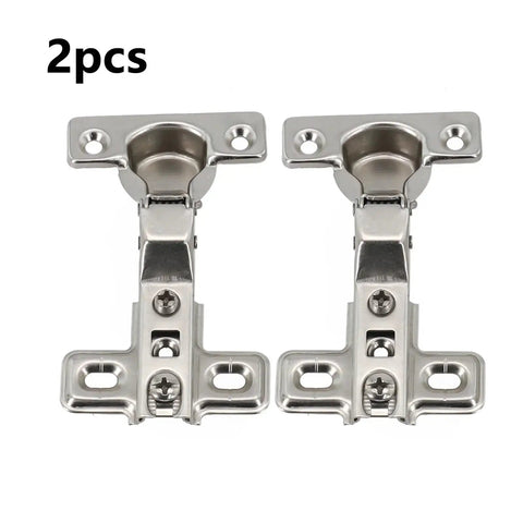 Box Of Two Inset Furniture Hinges Featuring Soft Close Hydraulic Damper For Kitchen Cabinet Doors, steel construction, close up view.