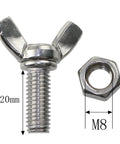 6 Pack M8 Thumb Screws 1.25x20mm Stainless Steel Butterfly Wing Nuts With Nuts Toolless Hand Tighten For Easy Quick Adjustments Durable