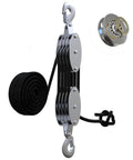 Heavy Duty Rope Hoist With Pulley Block And Tackle 4400Lb Capacity 65ft 8 To 1 Lifting for garage warehouse, metal bearings visible