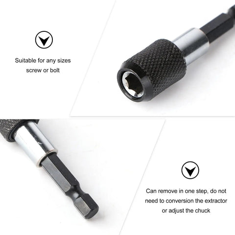 Healifty 22 Pc Hss Broken Bolt Extractor Set Gets Stripped Screws Out Like A Pro With Extension Bit Holder And Socket Adapter For Metal Wood Bolts Fast And Easy, HSS extractor bit close-up