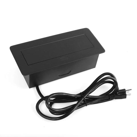 Desktop Pop Up Power Socket With 3 Outlets And 2 USB Ports, Hardwired Connection Box, Textured Black Face Plate