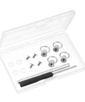 Heavy Duty D Ring Rivets For Leather Purse Hardware With Hole Punch And Screwdriver Built Tough Zinc Alloy Bag Making Kit in clear case.