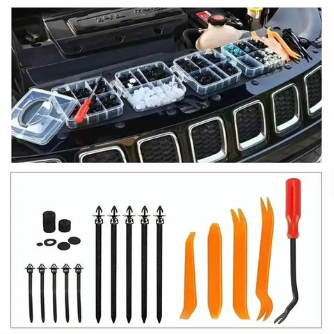 Dodge Charger VII LD Bumper Clips Kit 845Pcs Heavy Duty Fasteners For Door Panels And Interior Trim Replacement With Tough Plastic And Metal Retainers Easy Removal And Durable Build, assorted clips and trim tools