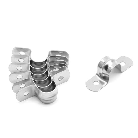Conduit clamps, 30-piece set, 1/2-inch stainless steel with two-hole U-brackets, heavy-duty