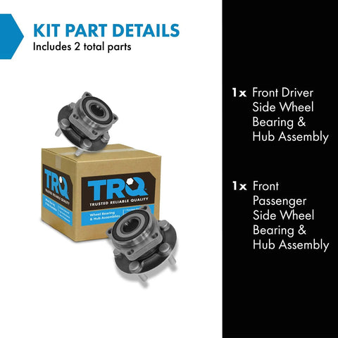 Front Wheel Bearing And Hub Assembly Set For Subaru Outback, Forester, Legacy, And XV Crosstrek Left And Right Two Piece Bolt-On Drop-In Direct Fit Kit For 2005 To 2014 Models, shown with packaging.