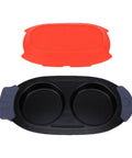 Two Egg Microwave Cooker With Nonstick Silicone Poacher for quick eggs and omelets, dual cavities with red lid and black base