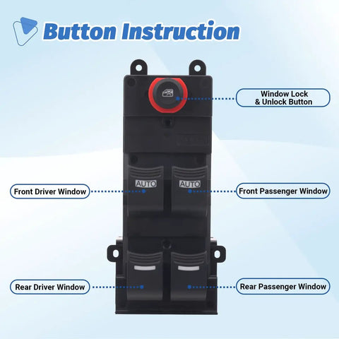 Acura MDX Front Left Driver Side Master Window Switch Power Control Button Direct Fit Plug And Play Replacement For 2007 2008