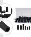 105 Pc Assorted Rubber Vacuum Cap Kit Perfect For Auto Repair Jobs With Fuel Lines And Hose End Covers In 9 Precise Sizes From 3/16 To 3/8 Inches Made Durable Nitrile Rubber Fits Most Cars Smooth Fit No Leaks Guaranteed, open case