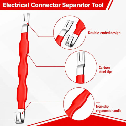 5 Piece Auto Electrical Disconnect Pliers Kit tool with carbon steel tips and non-slip handle, close-up view