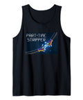 Badass Part Time Stripper Electrical Wires Tank Top For Real Deal Electricians And Hardhead Linemen Who Pull Live Wires And Fix Boxes Every Single Day, black cotton blend tank with graphic.