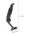 Iron Lid Support Hinges For Chest Lids And Wood Boxes Built To Last Heavy Duty Spring Loaded Curved Arm Design, shown with dimensions