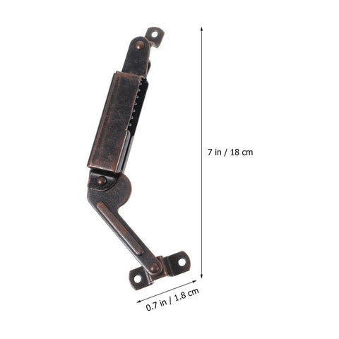 Iron Lid Support Hinges For Chest Lids And Wood Boxes Built To Last Heavy Duty Spring Loaded Curved Arm Design, shown with dimensions