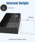 Rock Solid Ip65 Waterproof Project Box Abs Plastic Electronic Enclosure Tough As Nails Junction Case For Wet Weather Outdoor Wiring And Heavy Duty Diy Projects Ten Point Three By Seven Point One By Three Point Seven Inches Single Pack internal height measurements displayed.