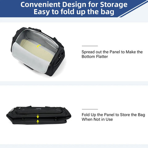 Under Seat Carry On Duffel Bag For Travel Lightweight Weekender Personal Item, shown folded flat for easy storage.