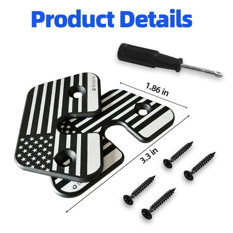 Upgrade Aluminum Sun Visor Clips For Jeep Wrangler JK 2018 JL 2018 2023 Gladiator 2020 2023 Sagging Visor Repair Kit, black American flag design, screws, screwdriver