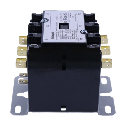 Front view of Three Pole 40 Amp 24 Volt Coil Definite Purpose Air Conditioner Contactor for up to 600 VAC UL Listed CSA CE ARI 780 790